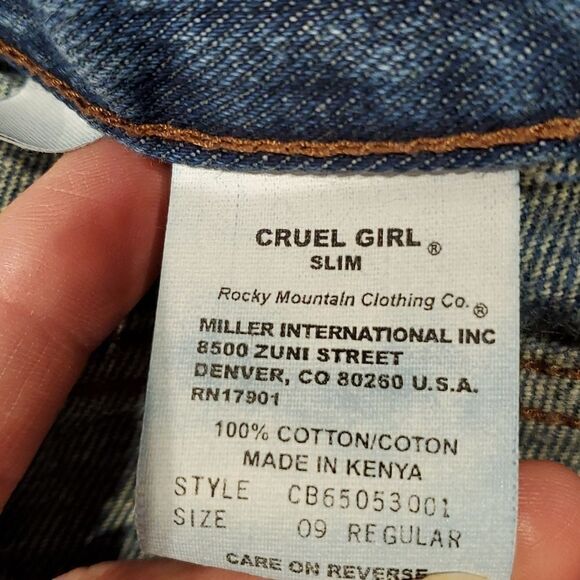 Trashed Distressed "Dream Big" Cruel Girl Slim 9R Denim Jeans Holes OOAK - Picture 10 of 11